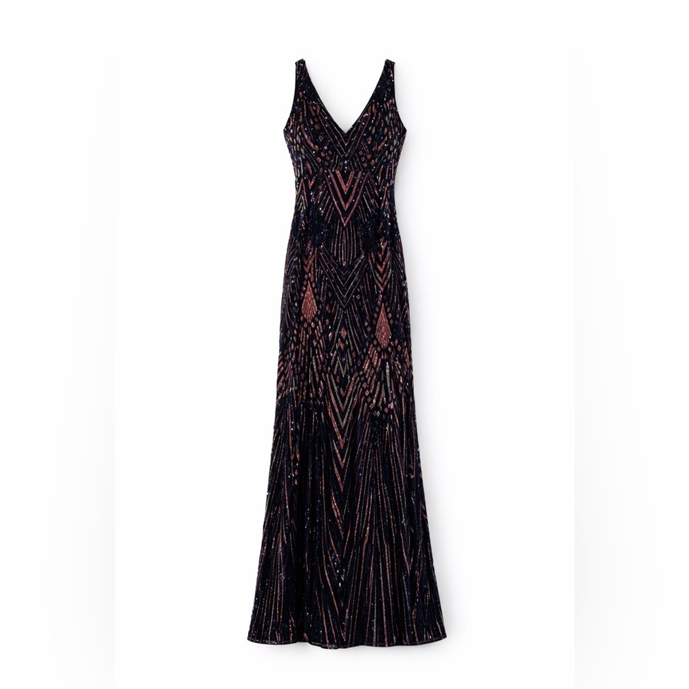 ✨✨✨Jules & Cleo Black and Pink Geometric Maxi Dress David’s Bridal new with tags